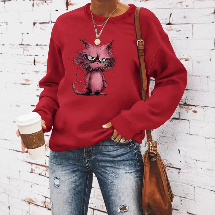 Sweatshirt pour femmes avec motif de chat créatif Chic & Stil