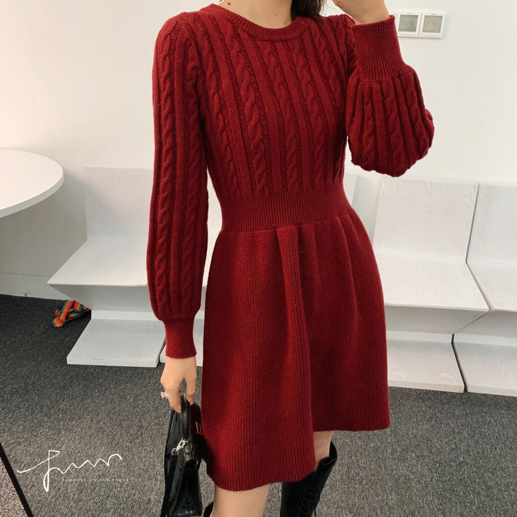 Knit dress for women with a fitted cut and classic ribbed structures Lune London