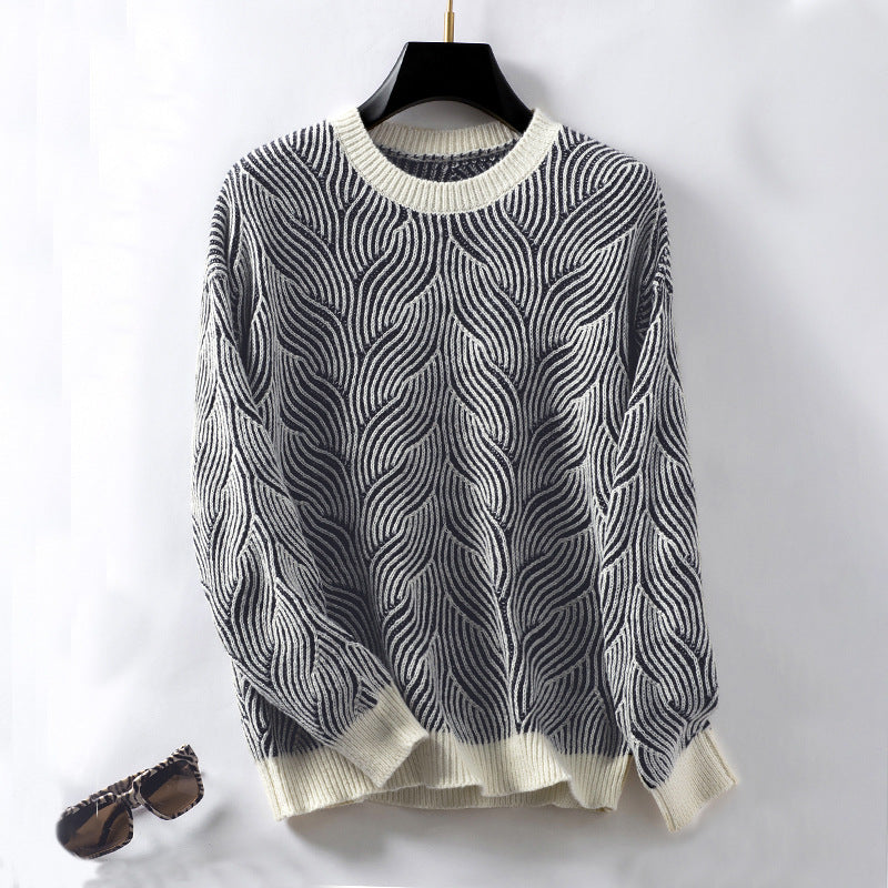 Knitted sweater for women with modern wave pattern Lune London