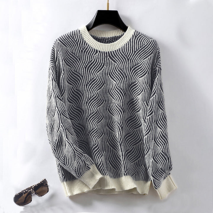 Knitted sweater for women with modern wave pattern Lune London
