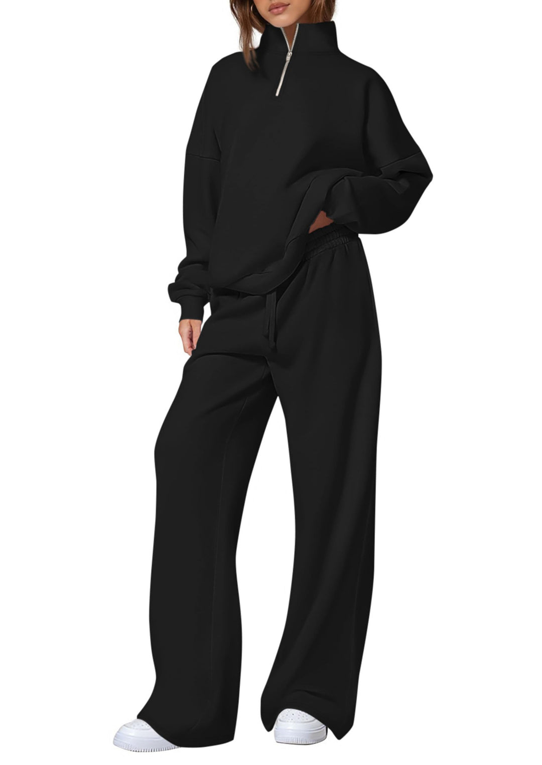 Casual sweatpants set for women with high collar and zipper Lune London