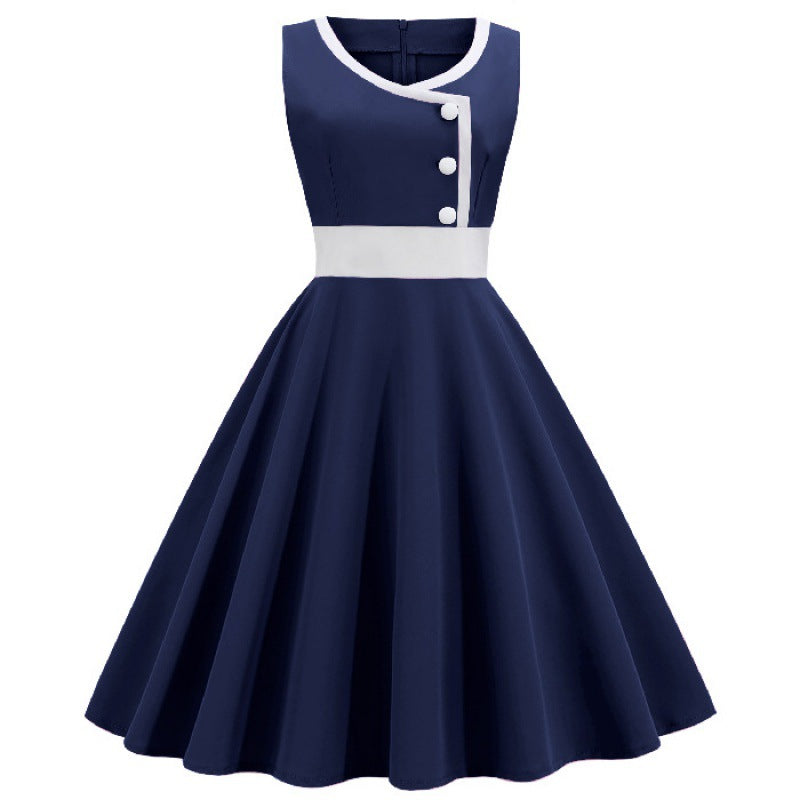 Robe swing femme avec une coupe A-line de haute qualité et des détails de boutons élégants Chic & Stil