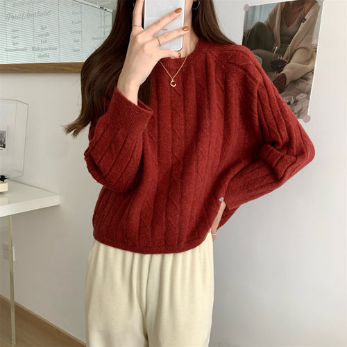 Pull en tricot épais pour femmes avec un élégant design en côtes et une coupe décontractée Chic & Stil
