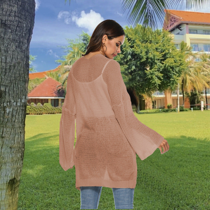 Women Long Knit Sweater with Loose Fit and Comfortable Sleeves Chic and Style