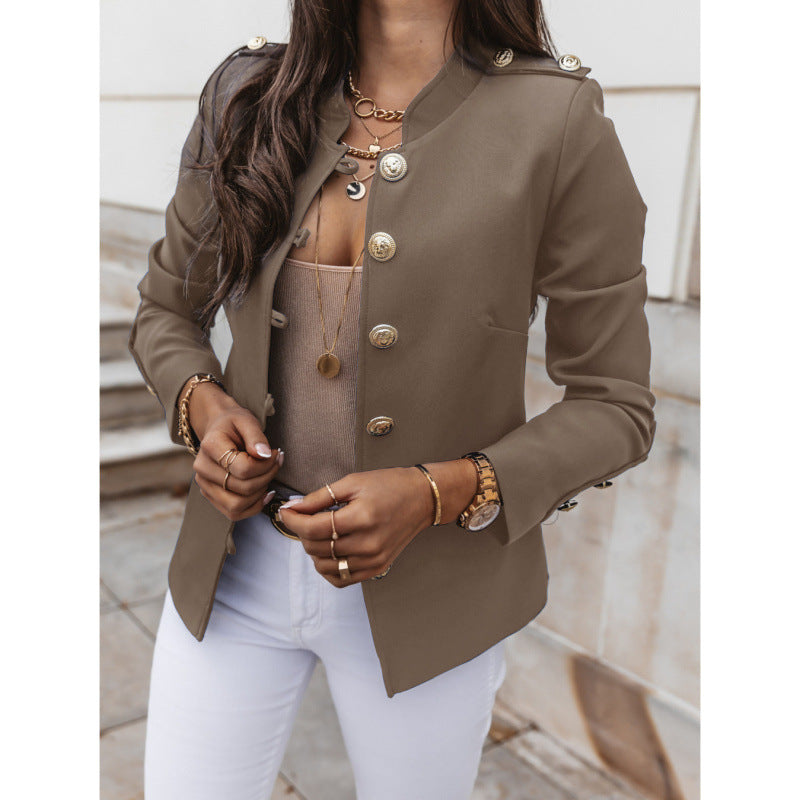 Trendy women's blazer with gold buttons and slim fit Lune London