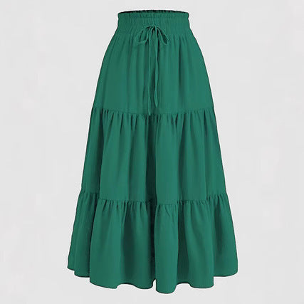 Maxi skirt for women with elastic waist and ruffled design Lune London
