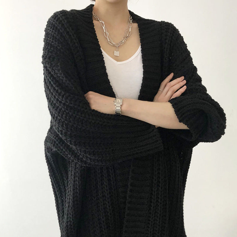 Oversized casual knit cardigan for women with open front Lune London