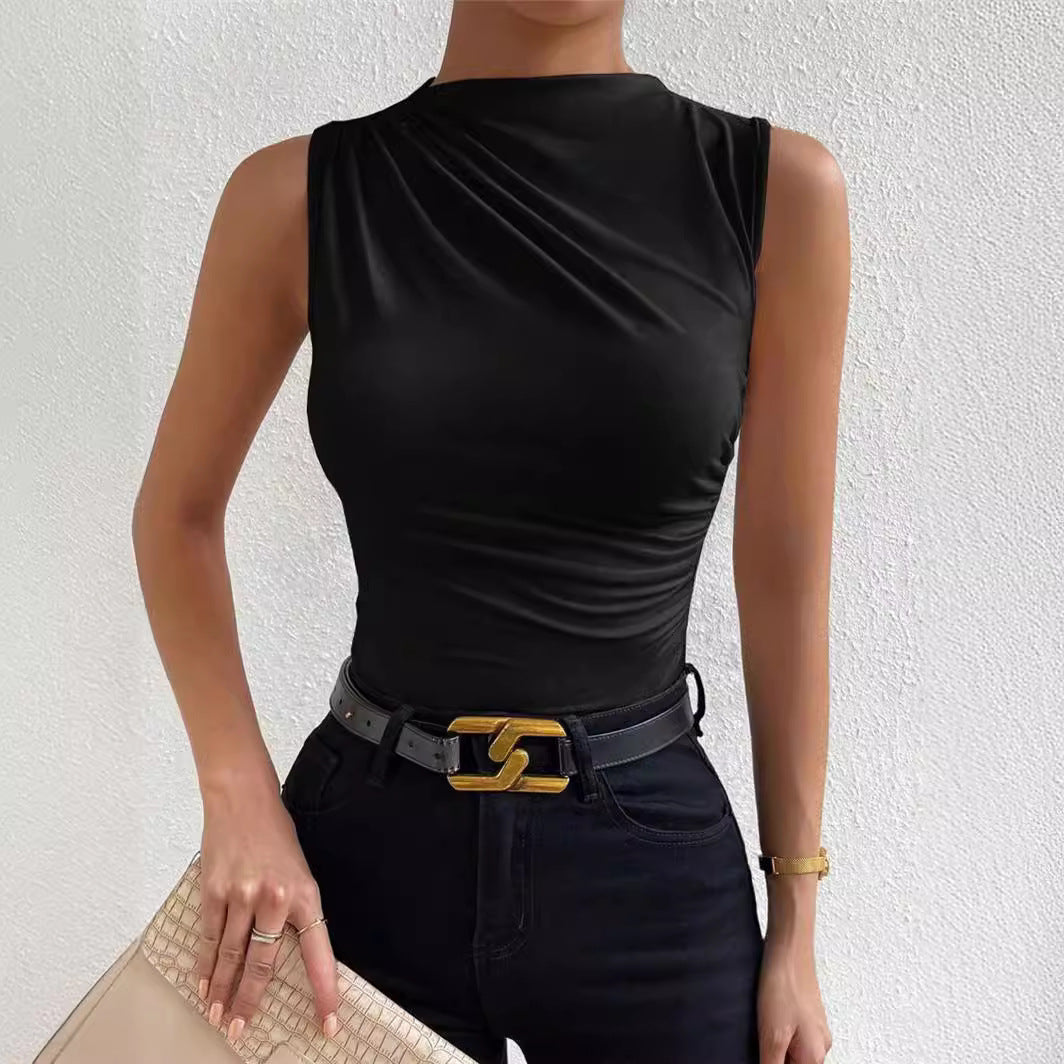 Ladies Fitted Top with Elegant Draped Effect Lune London