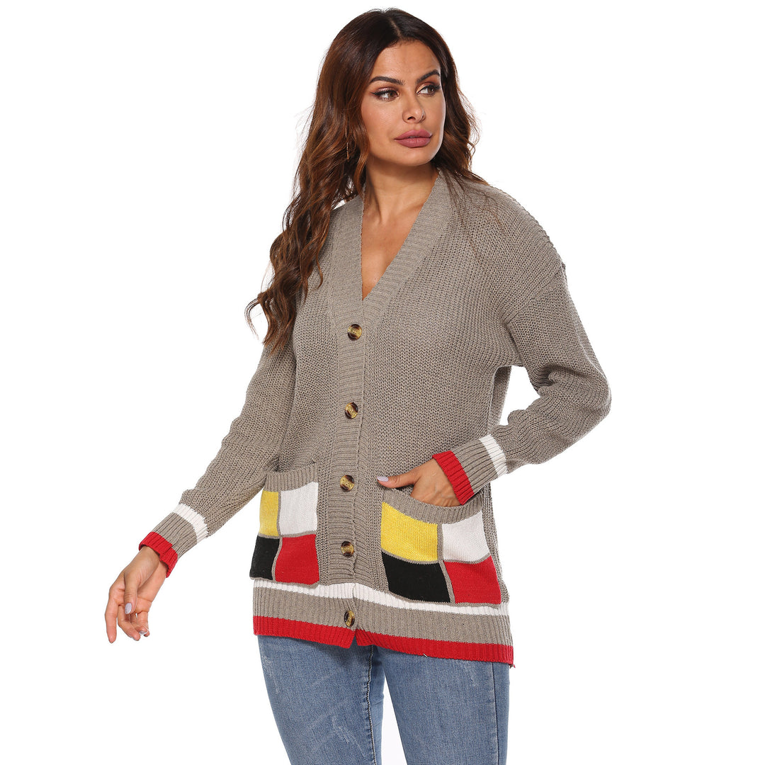Knit jacket for women with colorful details and large buttons Lune London