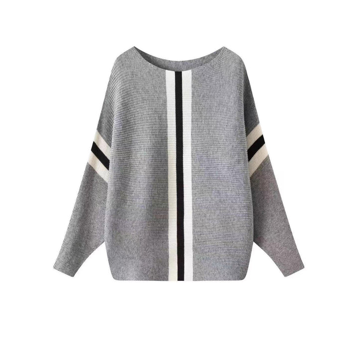 Ladies thick knit sweater with modern stripes Lune London