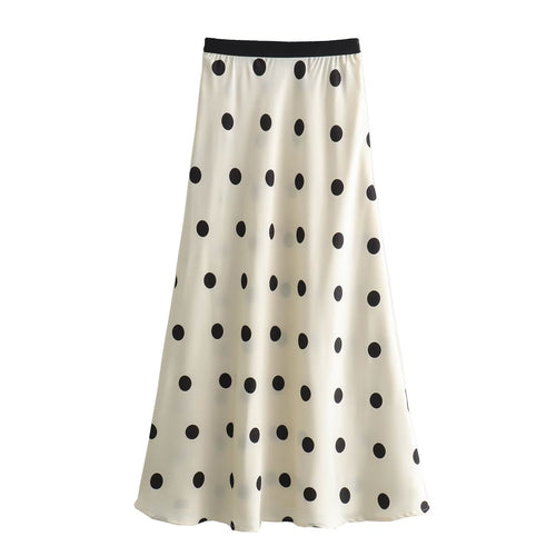 Maxi skirt for women with an elegant polka dot pattern and elastic waistband Lune London