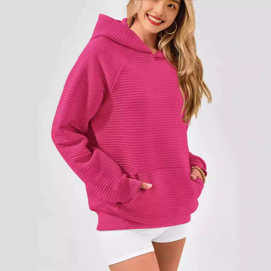 Cozy honeycomb sweater for women with hood and kangaroo pocket Lune London