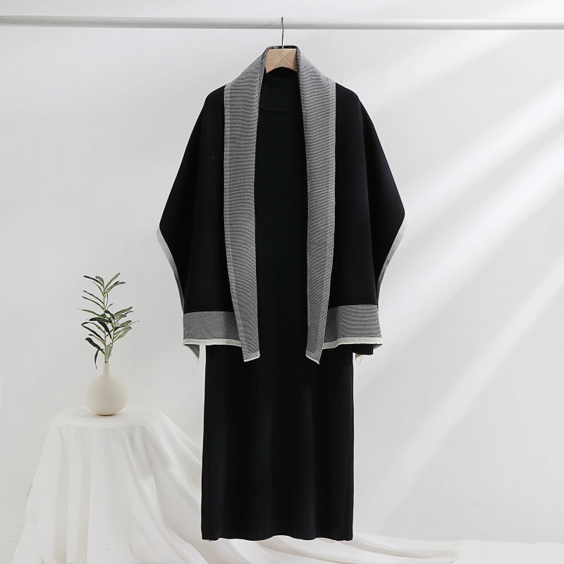 Women's knit dress with draped cardigan Lune London