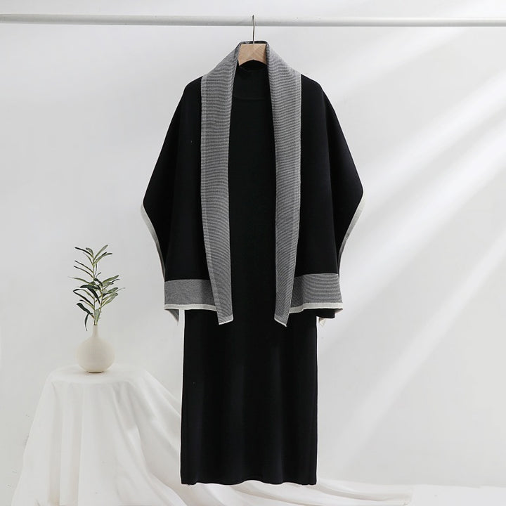 Women's knit dress with draped cardigan Lune London