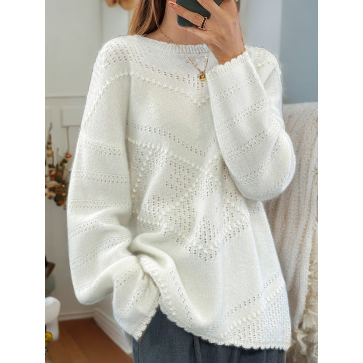 Soft knit sweater for women with refined textured patterns and a relaxed fit Lune London
