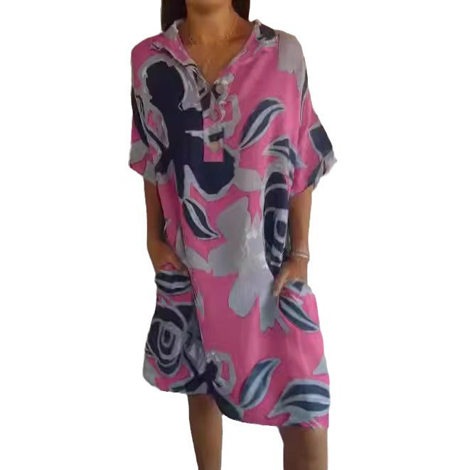 Aerial beach dress for women with trendy pattern and side pockets Lune London