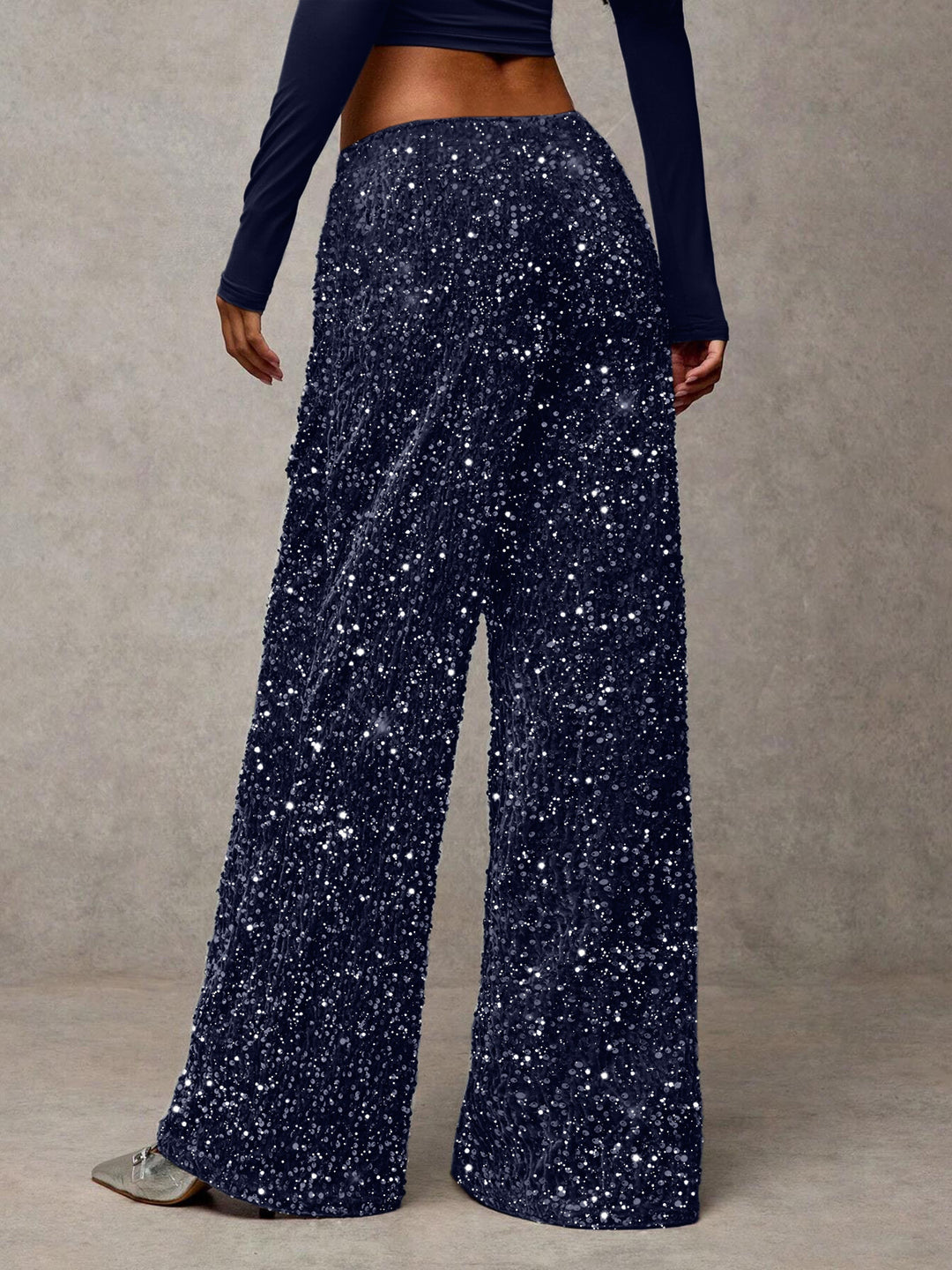 Pantalons palazzo extravagants pour femmes avec embellissement de paillettes Chic & Stil