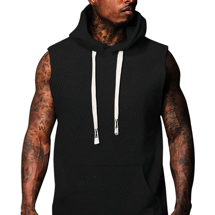 Sleeveless hoodie for men with textured design and practical kangaroo pocket Lune London