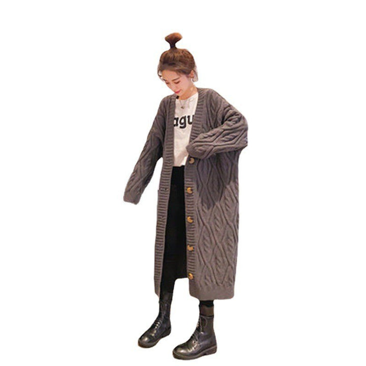 Ladies chunky knit cardigan with button ornament XL and oversized casual chic cut