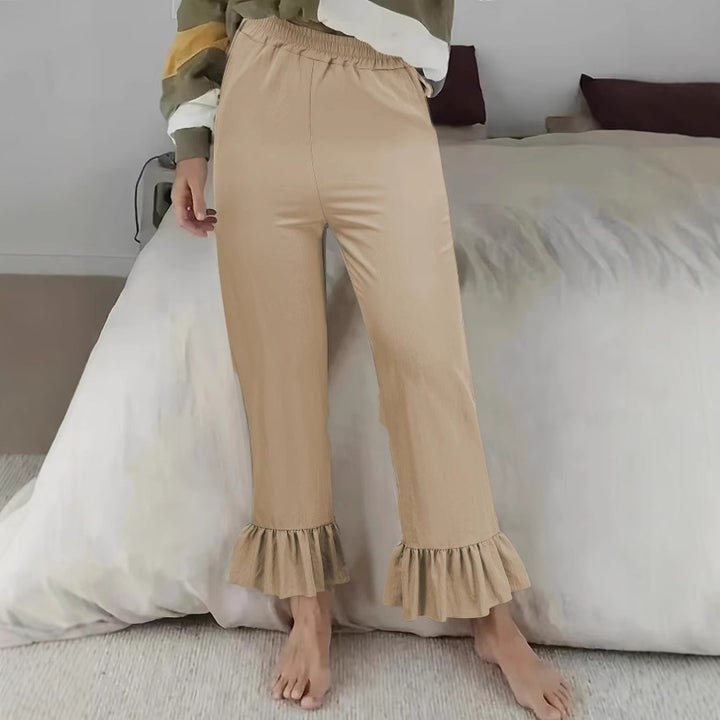 Elegant palazzo pants for women with ruffle finishes Lune London