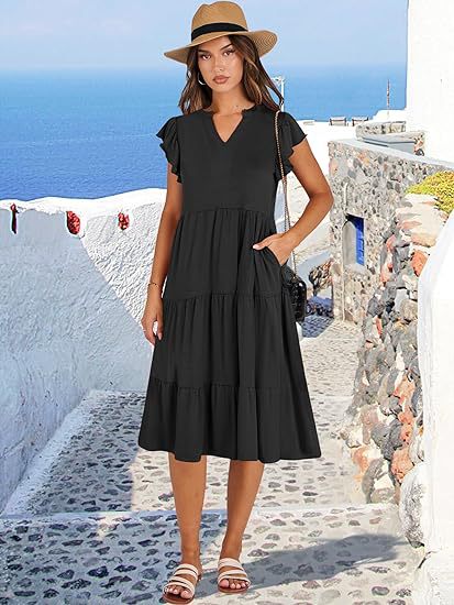 Leisure dress for women with ruffled details and pockets Lune London