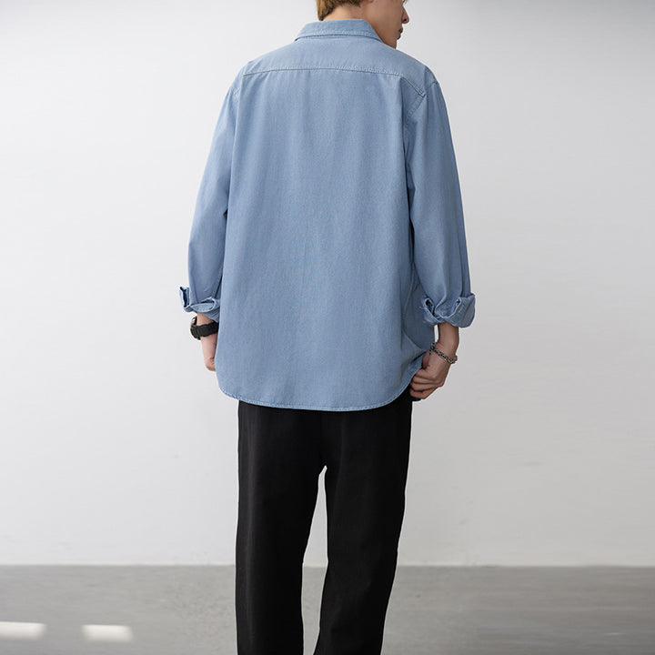 Casual denim shirt for men with flap pockets Lune London