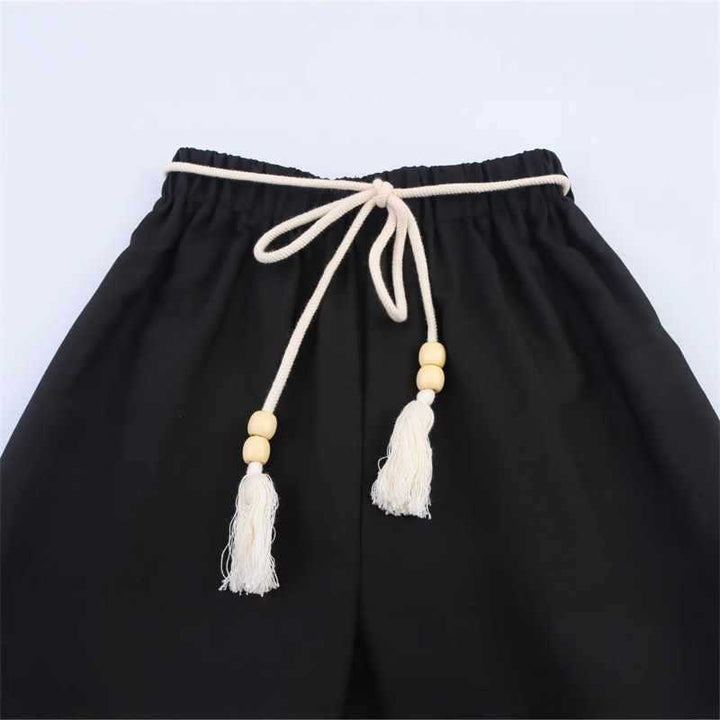 Women's wide, embroidered beach pants with elastic waistband Lune London