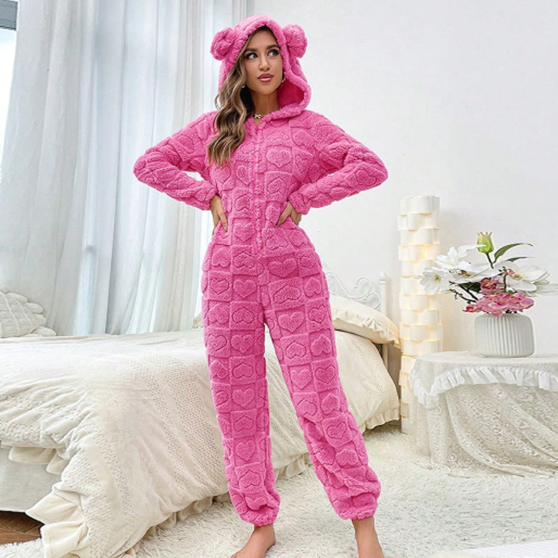 Ladies Comfortable Fleece Pants with Hood Lune London