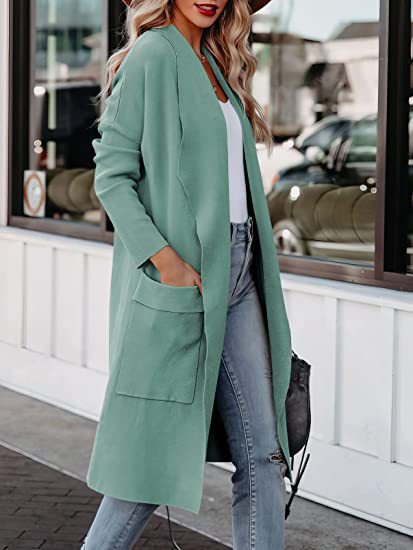 Ladies Long Cardigan with side pockets and open cut Lune London