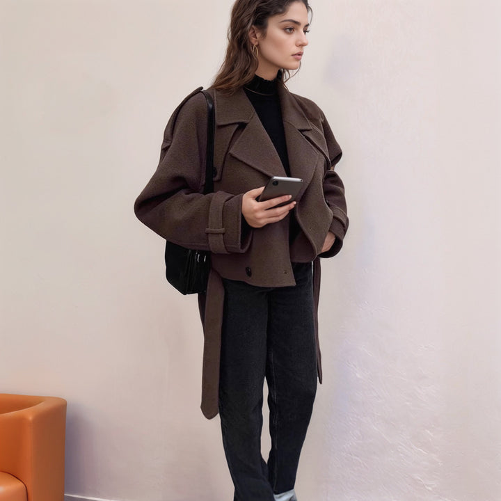 Lune London double-breasted cropped women's jacket with large collar
