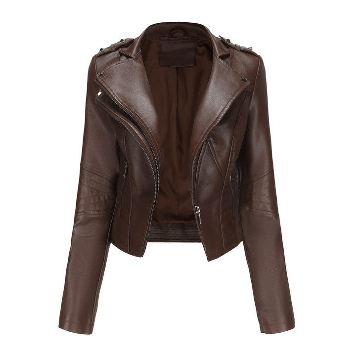 Women Stylish Biker Jacket with Asymmetrical Zipper and Detail Seams Lune London