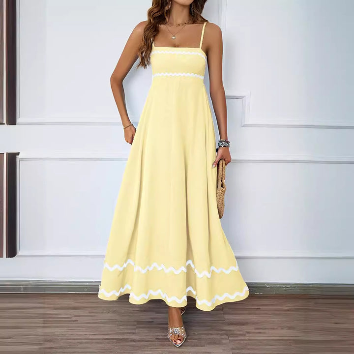Maxi dress for women with a delicate ruffled hem and thin spaghetti straps Chic & Stil
