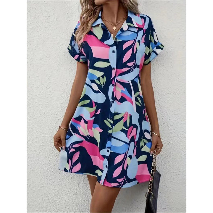 Shirt dress with front buttons and short sleeves for women Lune London