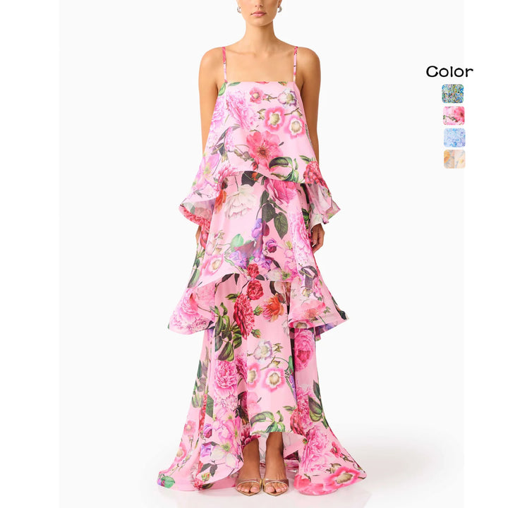 Women's maxi dress with ruffle details Lune London