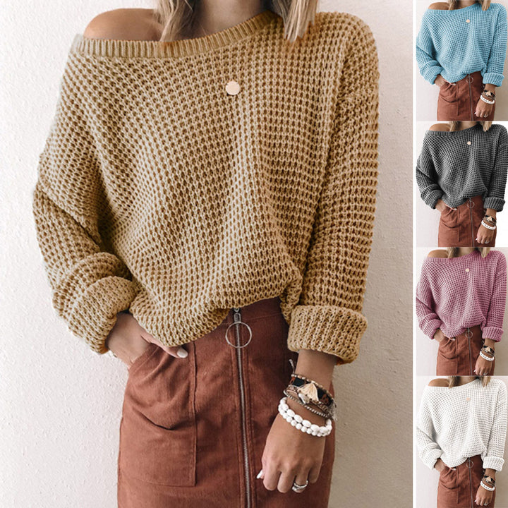 Casual knit sweater for women with a loose fit and an off-shoulder design Lune London