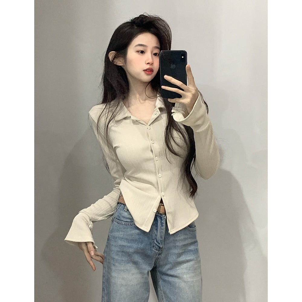 Women's long-sleeve shirt with fashionable flounce sleeves Chic & Stil