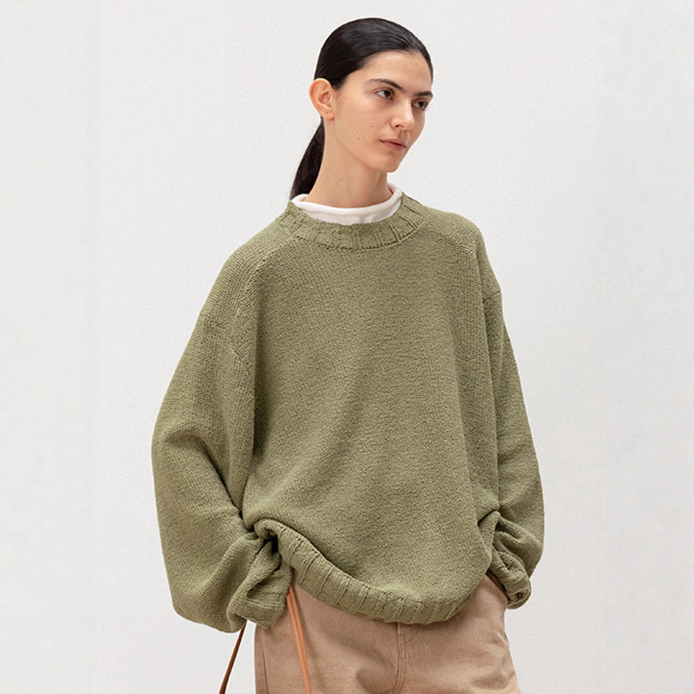 Pull en tricot décontracté pour femmes avec coupe ample et ourlet élastique