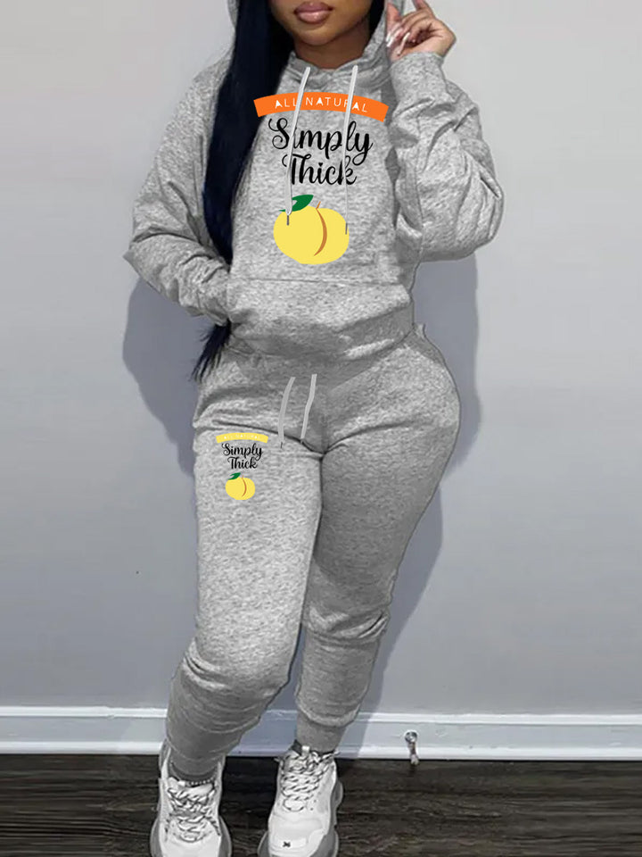 Sweatshirt and jogger set for women with creative fruit pattern and comfortable fit Lune London