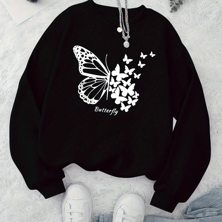 Sweatshirt femme avec motif papillon créatif et coupe décontractée Chic & Stil