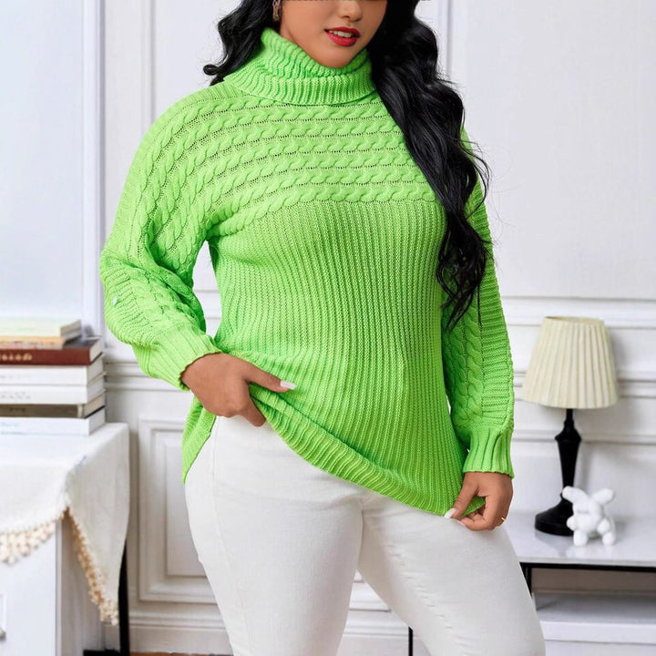 Women’s turtleneck sweater with textured braided pattern Lune London