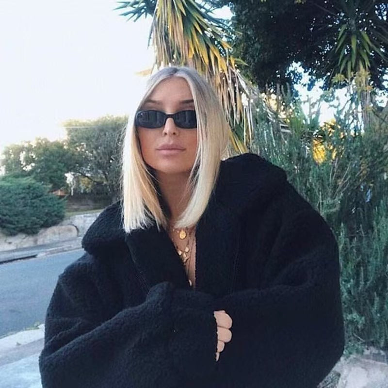 Faux fur jacket for women with hood and raglan cut Lune London