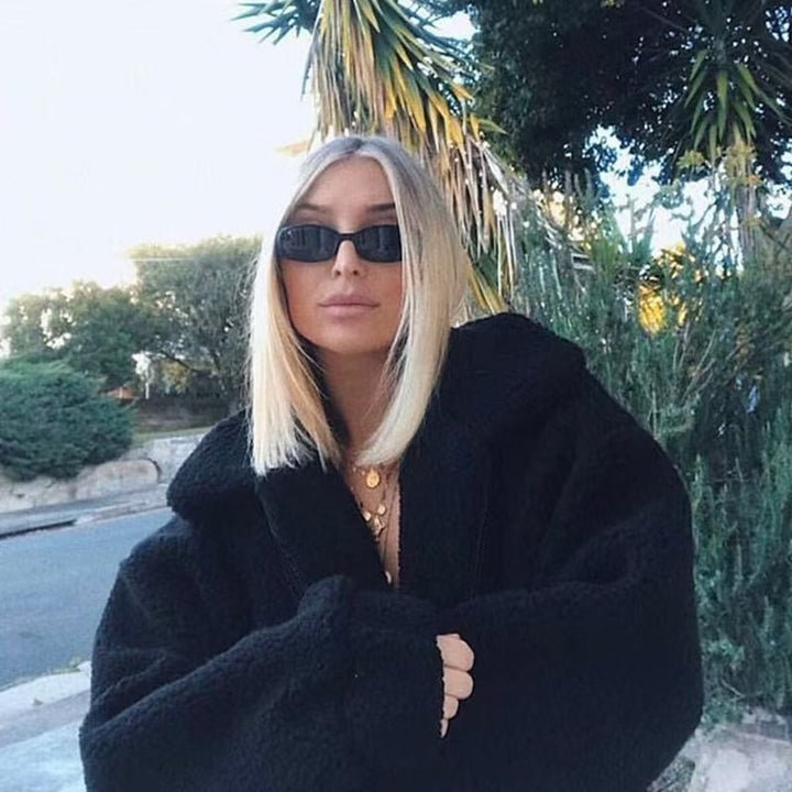 Faux fur jacket for women with hood and raglan cut Lune London
