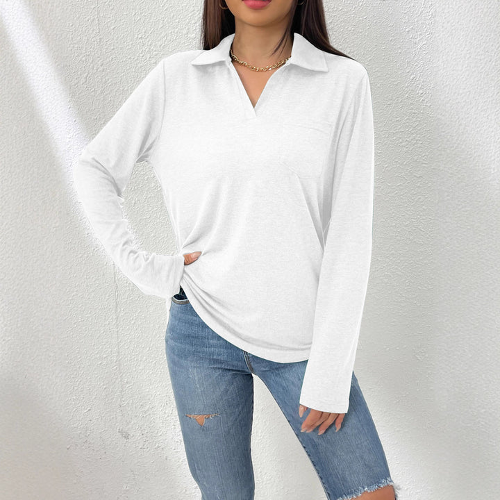 Long-sleeve blouse for women with modern collar and chest pocket Lune London
