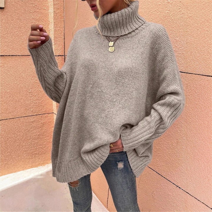 Chunky knit sweater for ladies with high collar Lune London