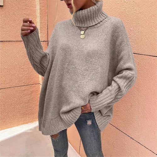 Chunky knit sweater for ladies with high collar Lune London