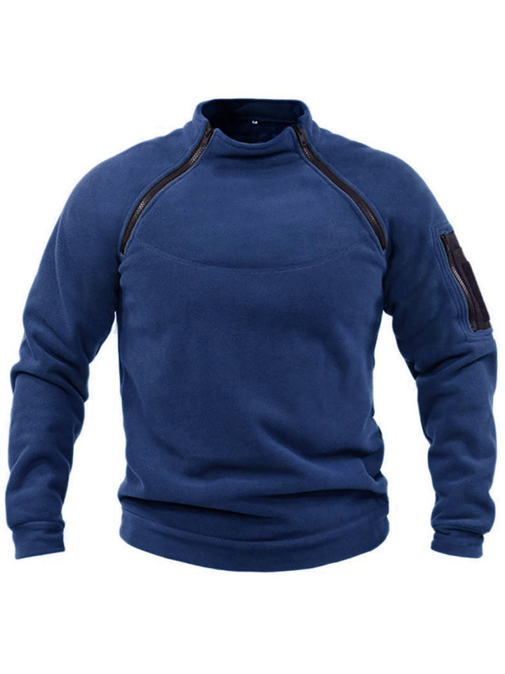 Pull-over thermique en polaire pour hommes avec col montant et poches pratiques Lune London