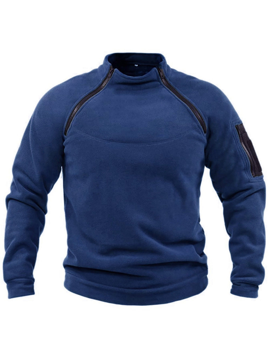Men's Thermal Fleece Pullover with High Collar and Practical Pockets Chic Und Stil