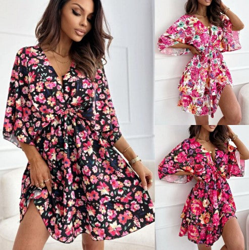 Lune London floral print wrap dress for women