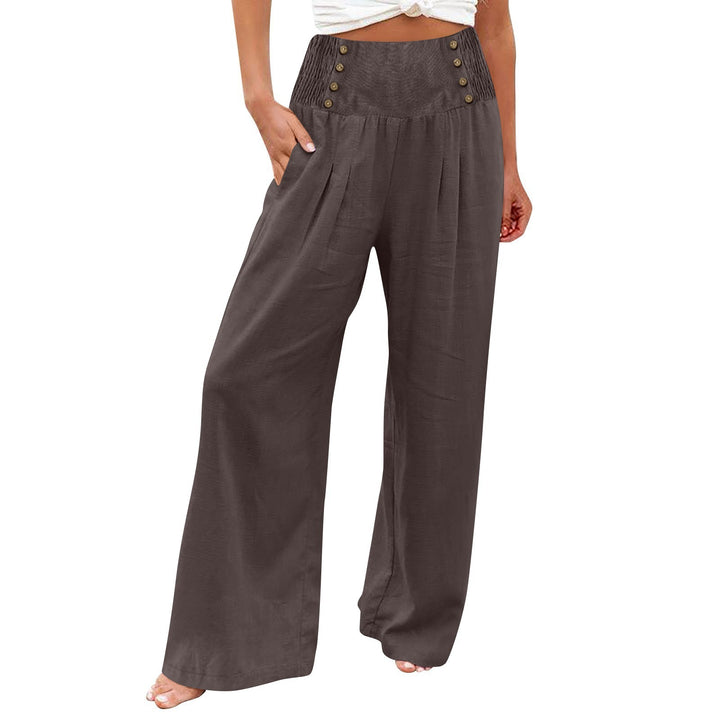 Pantalon d'été large pour femmes avec détails en bouton Lune London