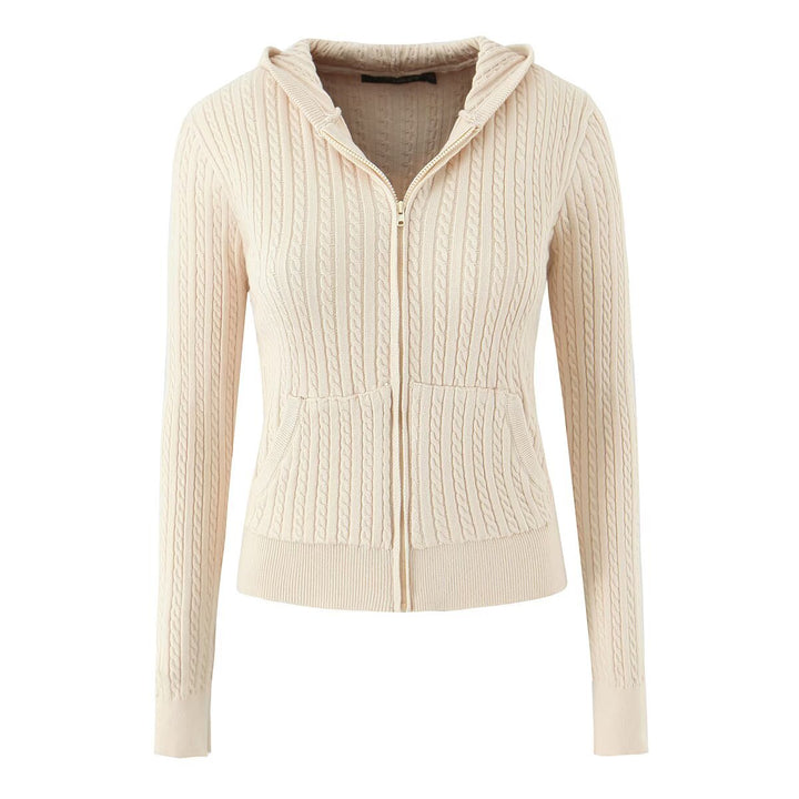 Ladies comfortable wool sweater with hood and zipper Lune London